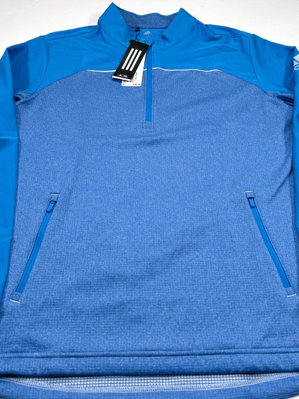 Adidas Golf Go-To 1/4 Zip Large Blue Long Sleeve Pullover NEW NWT - Picture 2 of 5